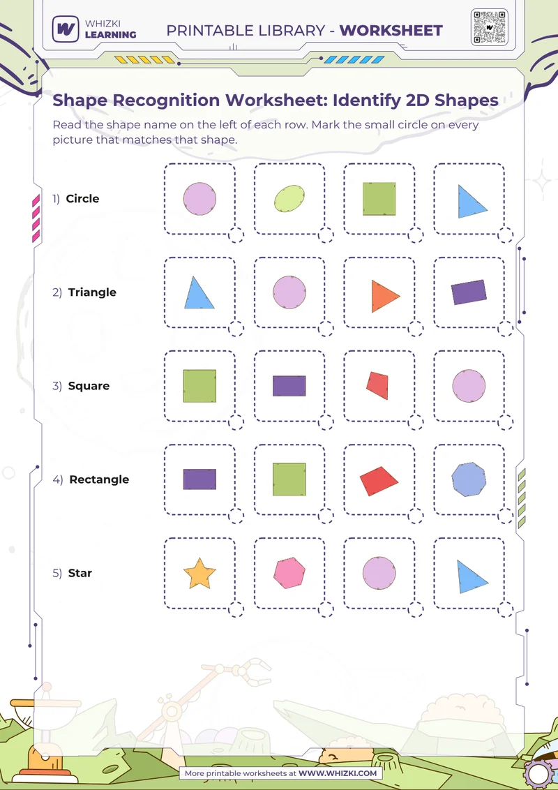 Shape Recognition Worksheet: Identify 2D Shapes