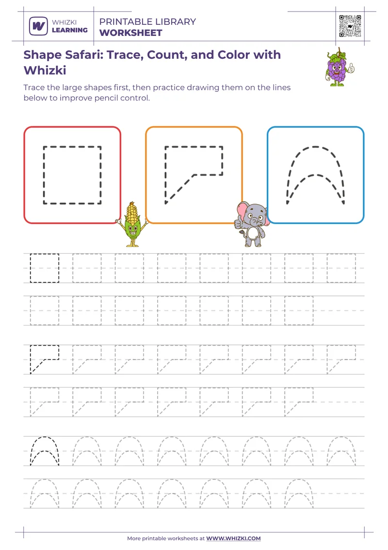 Shape Safari: Trace, Count, and Color with Whizki