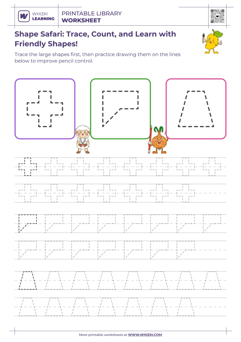 Shape Safari: Trace, Count, and Learn with Friendly Shapes!