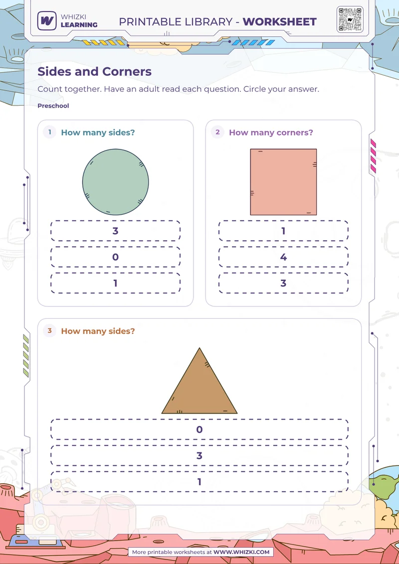 Shape Sides and Corners Preschool Worksheet
