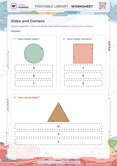 Shape Sides and Corners Preschool Worksheet