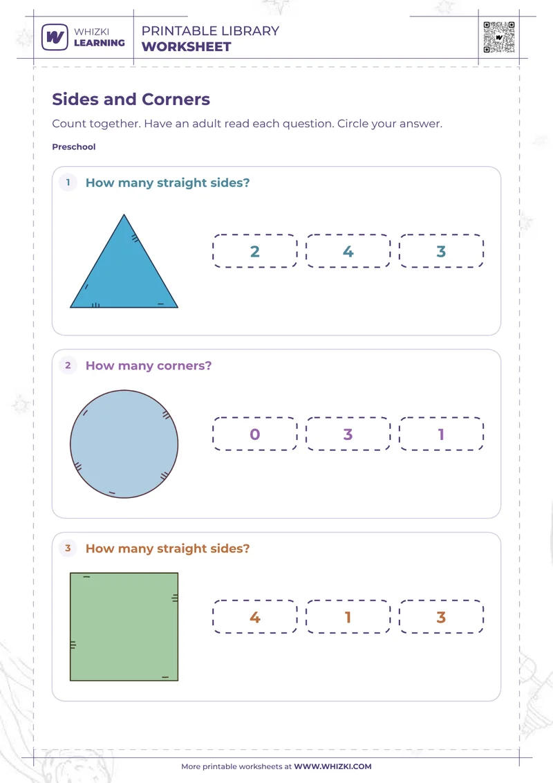 Shape Sides and Corners Worksheet