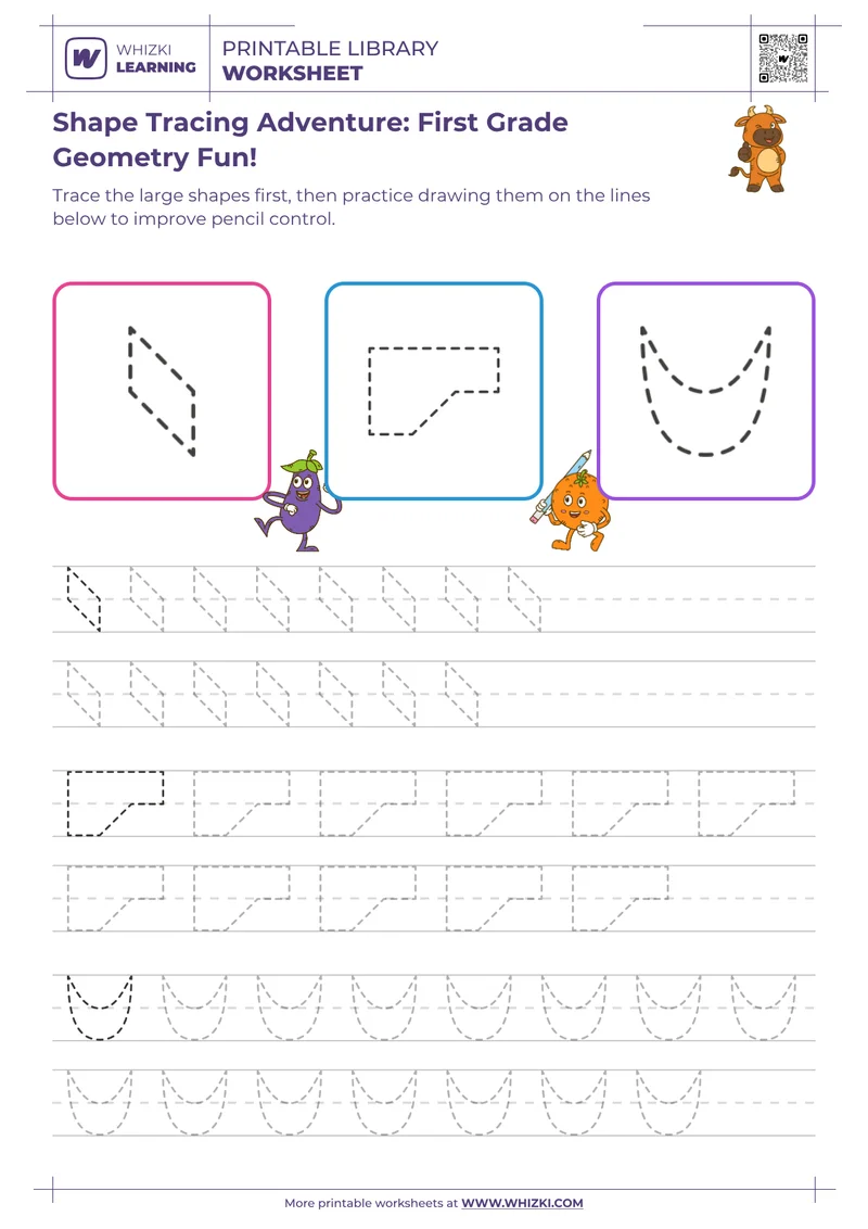 Shape Tracing Adventure: First Grade Geometry Fun!