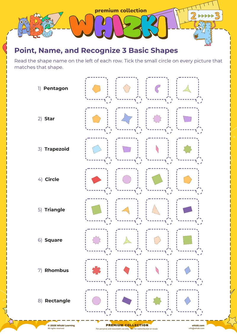 Point, Name, and Recognize 3 Basic Shapes