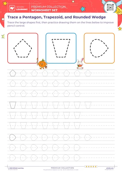 Trace a Pentagon, Trapezoid, and Rounded Wedge