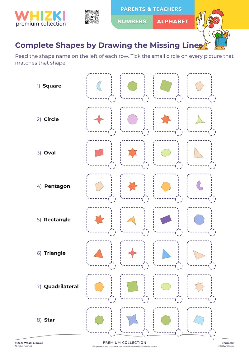 Complete Shapes by Drawing the Missing Lines