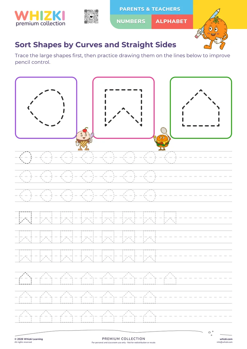 Sort Shapes by Curves and Straight Sides