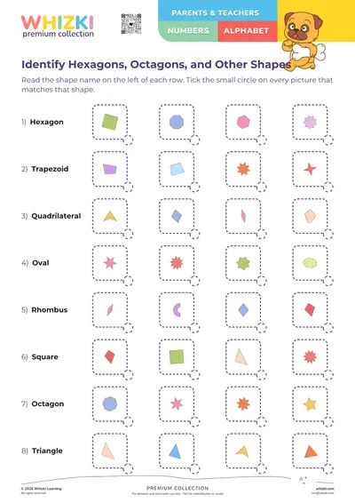 Identify Hexagons, Octagons, and Other Shapes