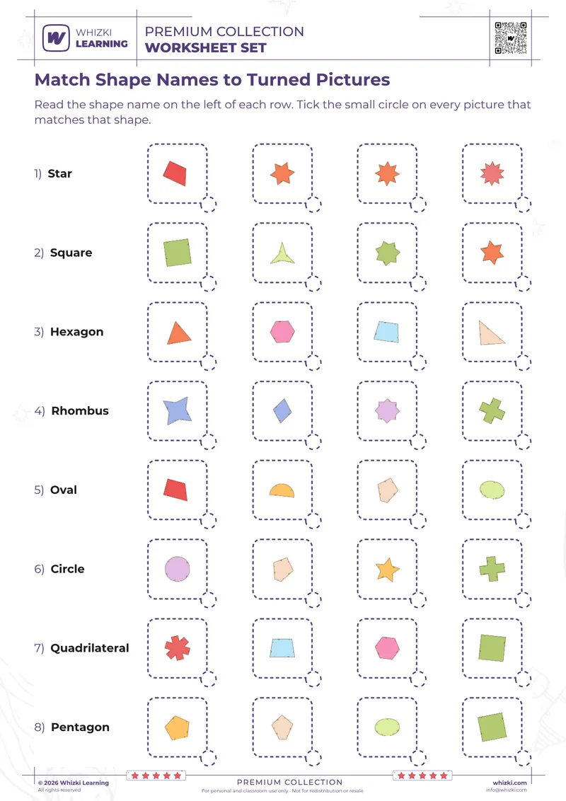 Match Shape Names to Turned Pictures