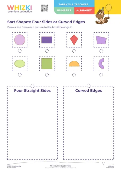 Sort Shapes: Four Sides or Curved Edges