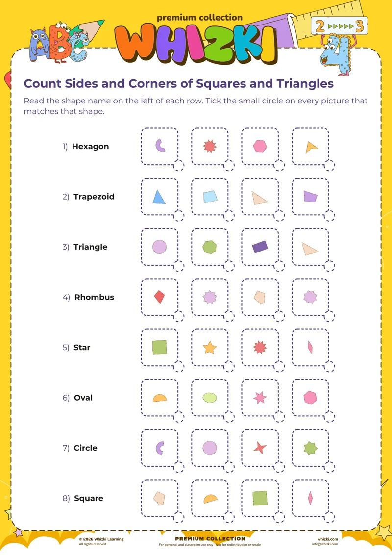 Count Sides and Corners of Squares and Triangles
