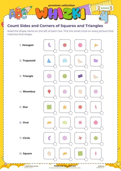 Count Sides and Corners of Squares and Triangles