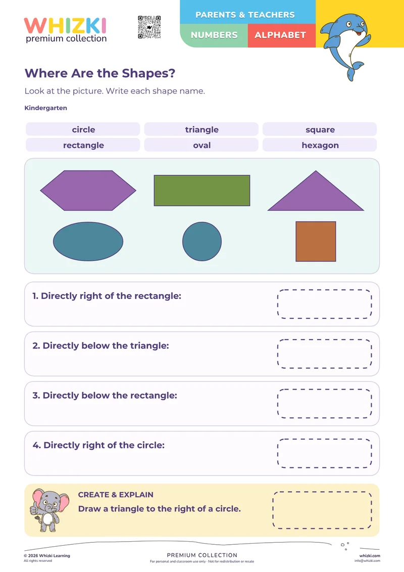 Find Shape Positions: Right Of and Below