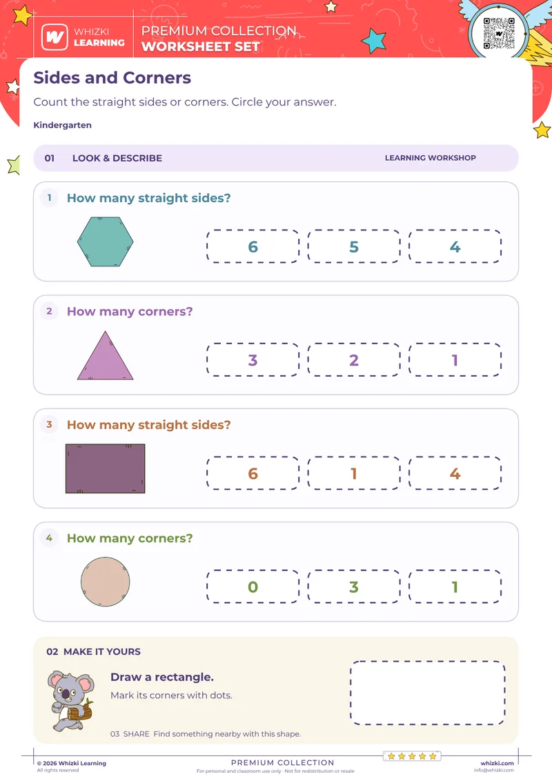 Describe Shape Sides and Corners Worksheet