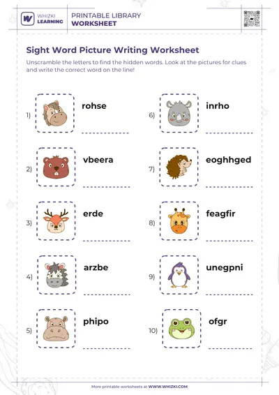 Sight Word Picture Writing Worksheet