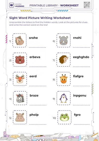 Sight Word Picture Writing Worksheet