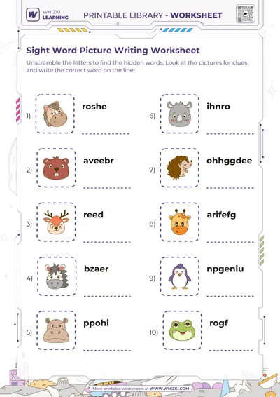 Sight Word Picture Writing Worksheet