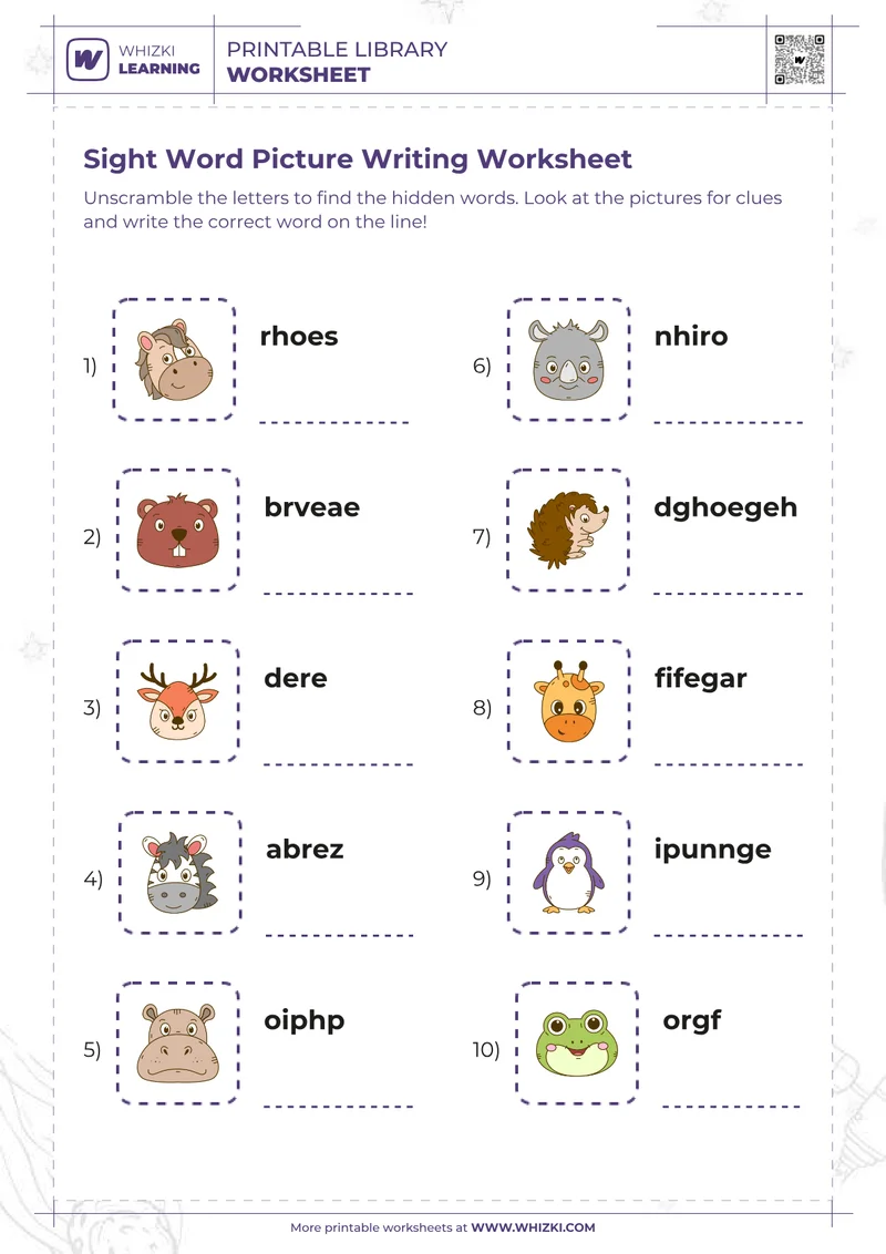 Sight Word Picture Writing Worksheet