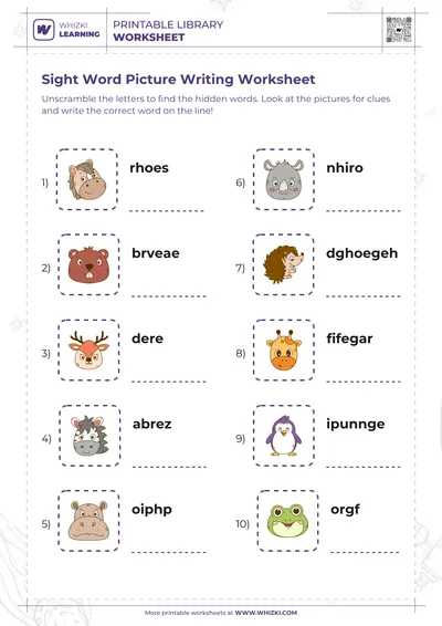 Sight Word Picture Writing Worksheet