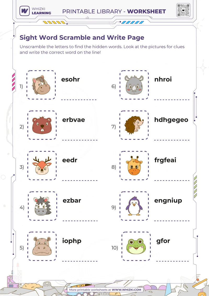 Sight Word Scramble and Write Page