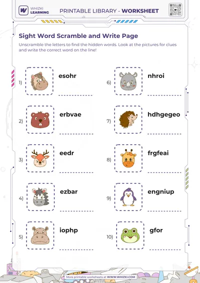 Sight Word Scramble and Write Page
