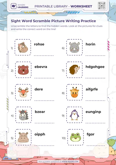 Sight Word Scramble Picture Writing Practice