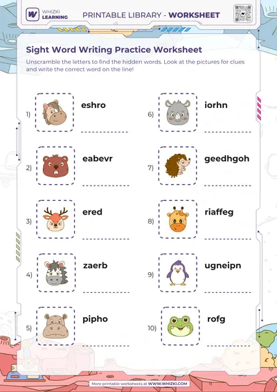 Sight Word Writing Practice Worksheet