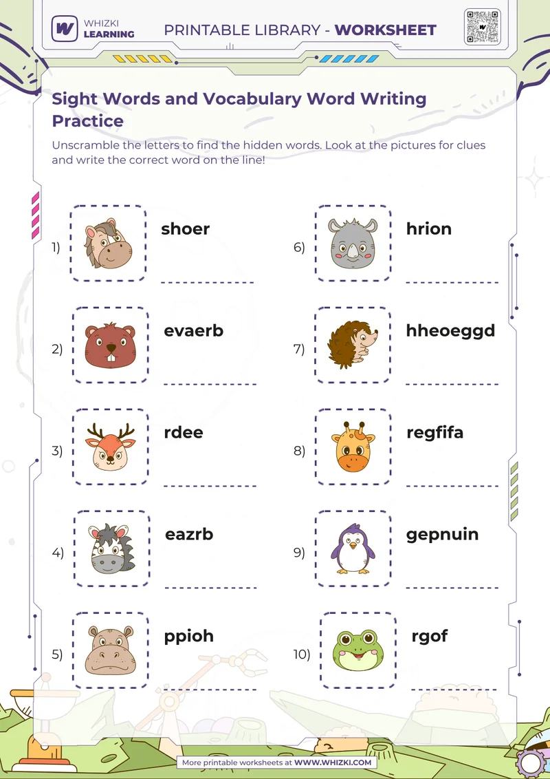 Sight Words and Vocabulary Word Writing Practice