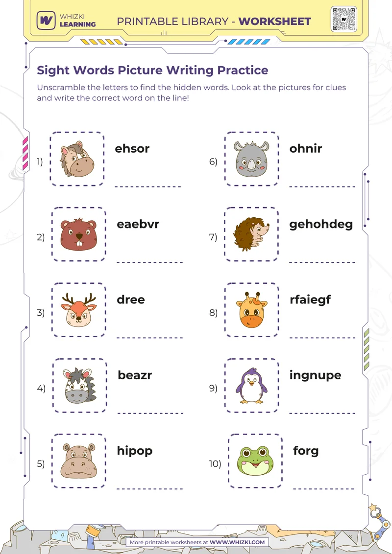 Sight Words Picture Writing Practice