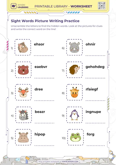 Sight Words Picture Writing Practice