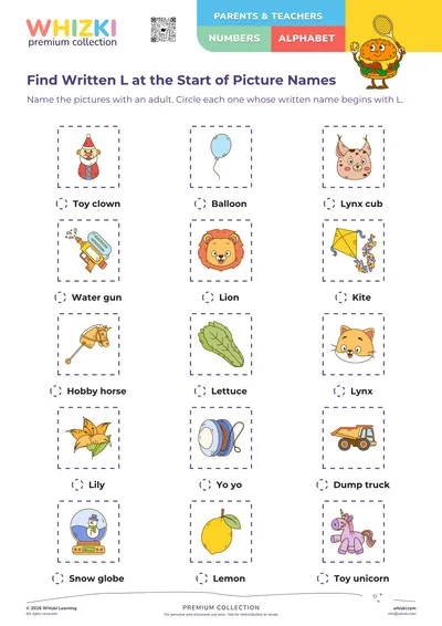 Find Written L at the Start of Picture Names