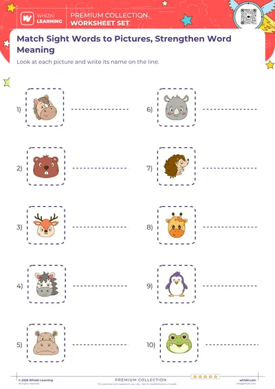 Match Sight Words to Pictures, Strengthen Word Meaning