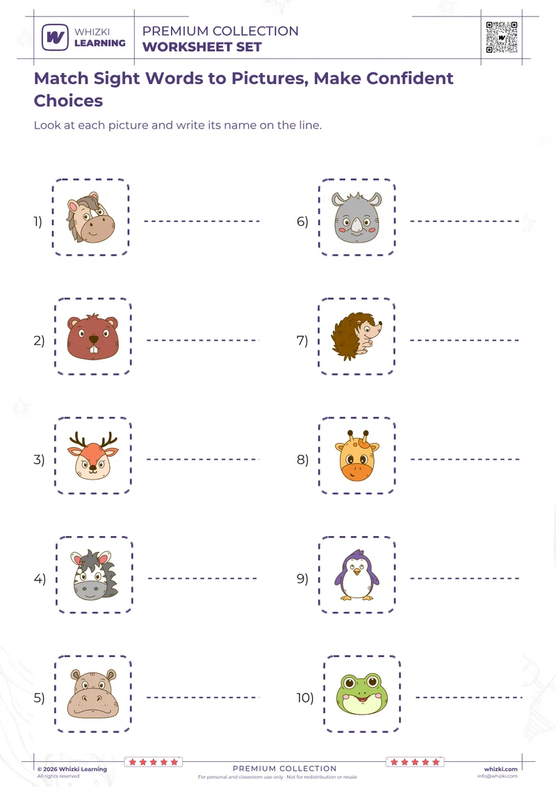 Match Sight Words to Pictures, Make Confident Choices