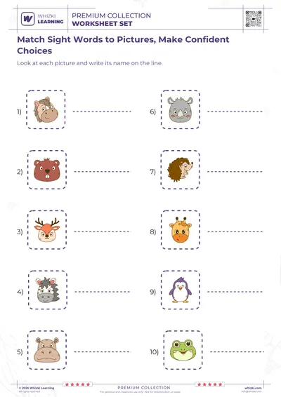 Match Sight Words to Pictures, Make Confident Choices
