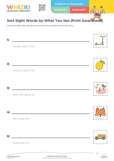 Sort Sight Words by What You See (Print Awareness)