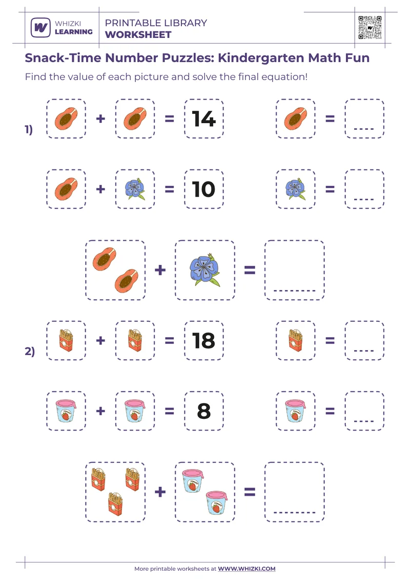 Snack-Time Number Puzzles: Kindergarten Math Fun