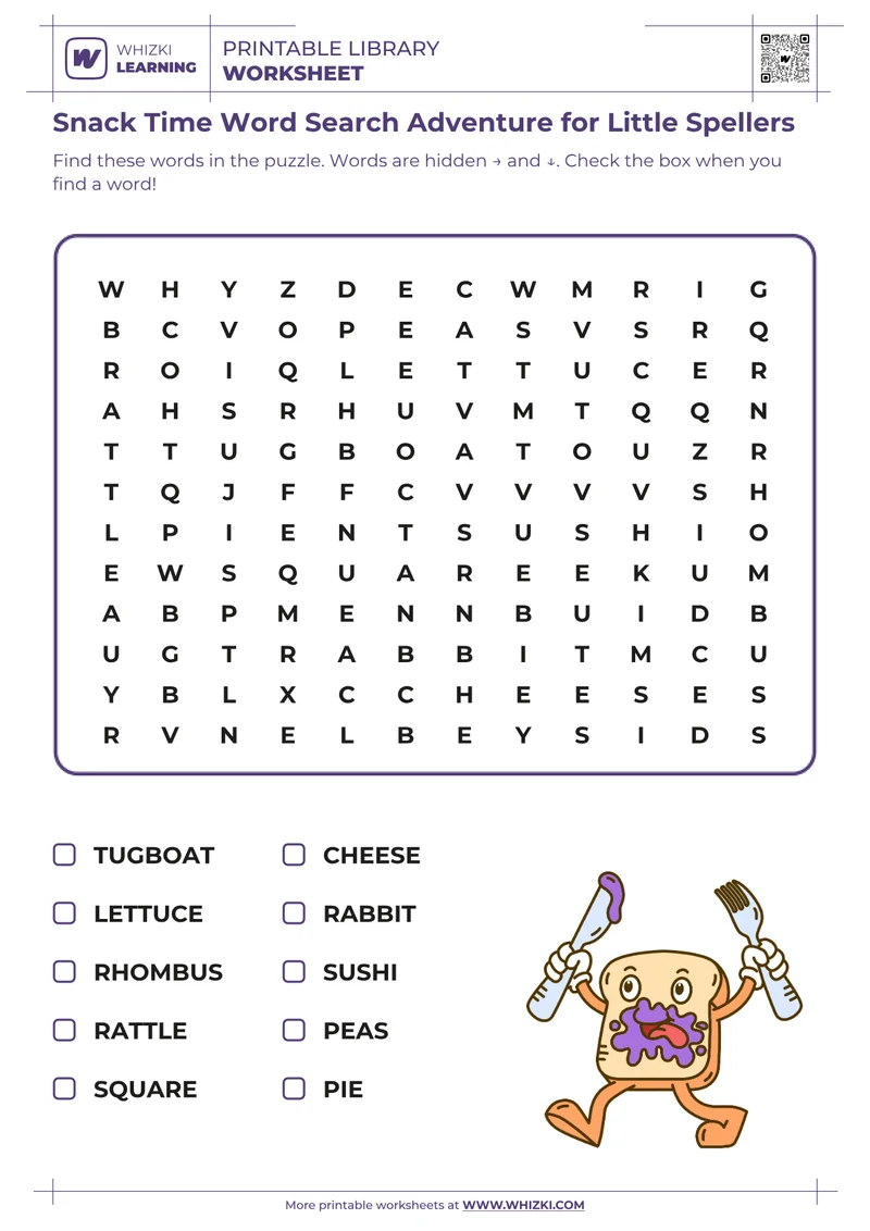 Snack Time Word Search Adventure for Little Spellers
