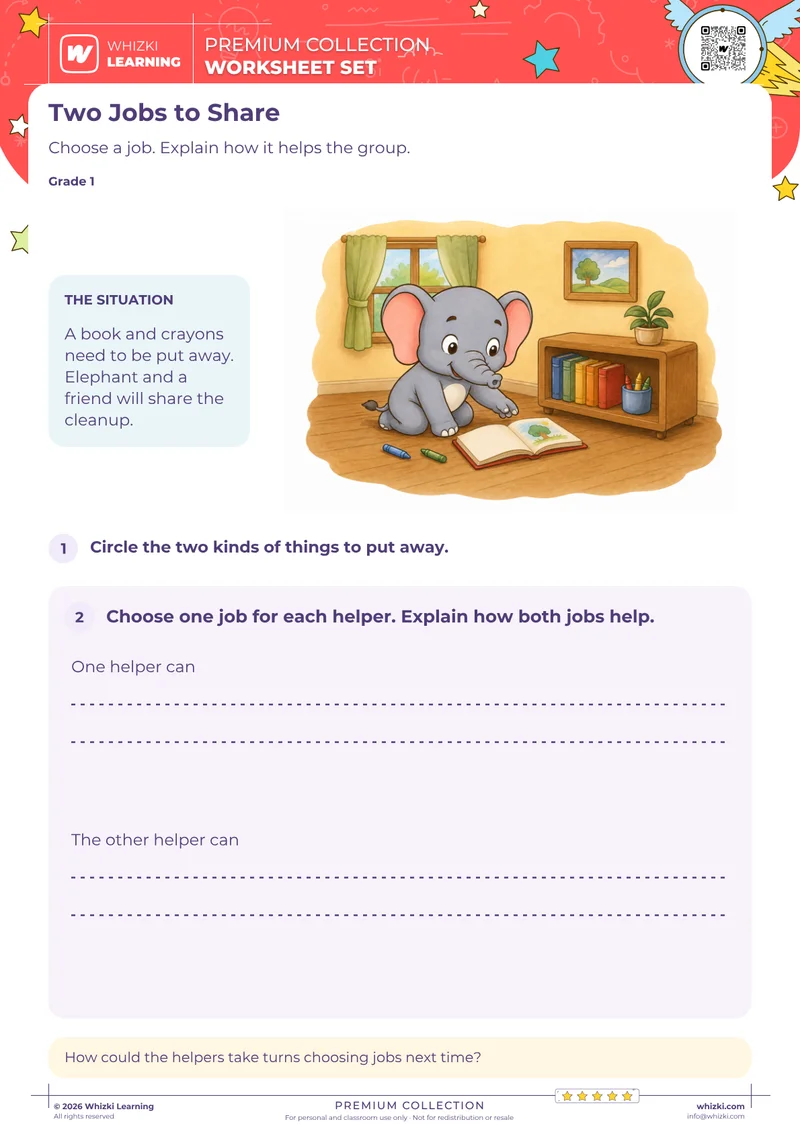 Share Classroom Jobs: Books, Crayons, and Cleanup