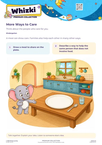 More Ways to Care: Family Helpers Drawing Page