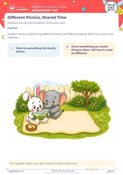 Different Picnics: Family Traditions Drawing Page