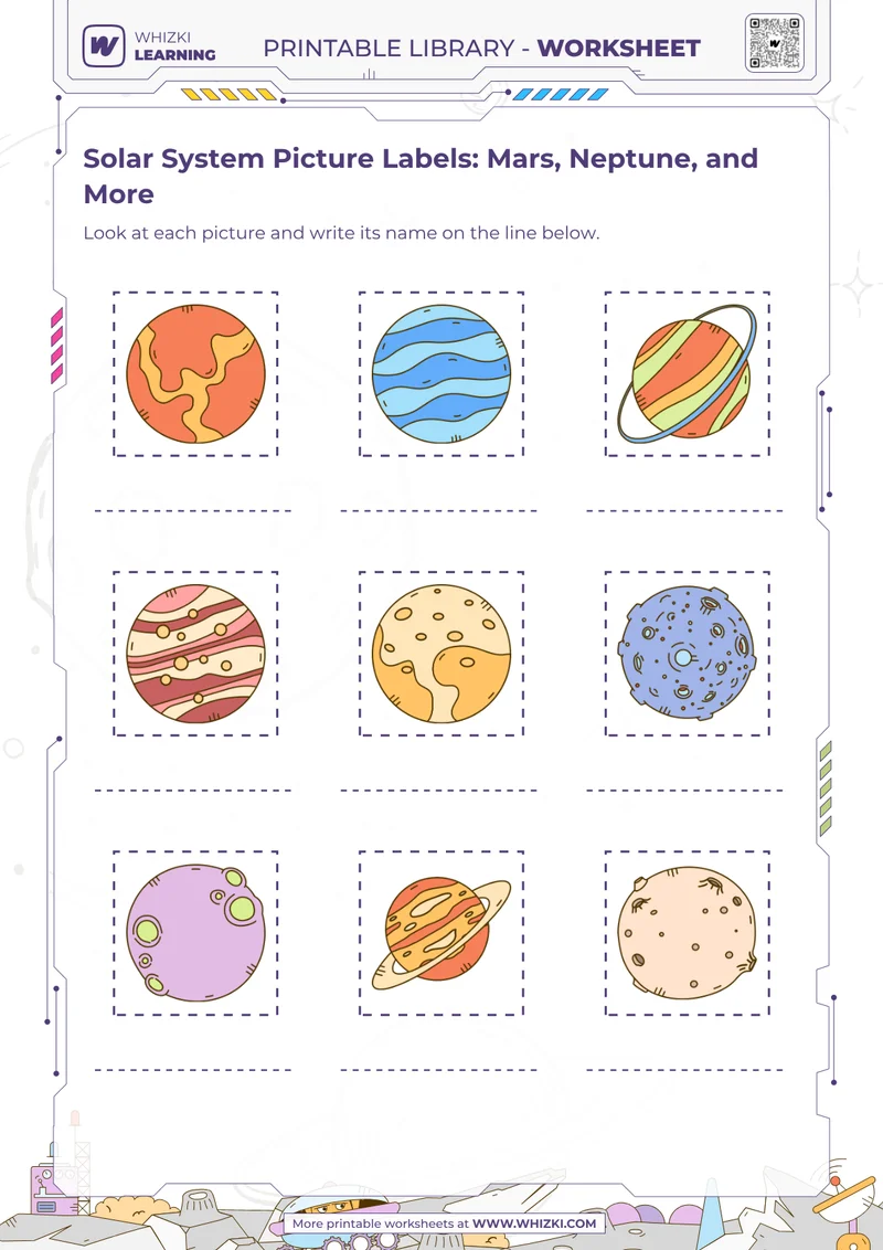Solar System Picture Labels: Mars, Neptune, and More