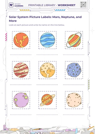 Solar System Picture Labels: Mars, Neptune, and More