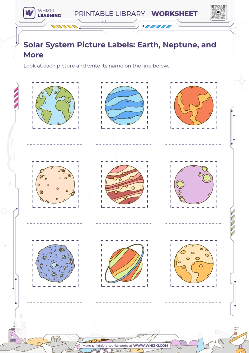 Solar System Picture Labels: Earth, Neptune, and More