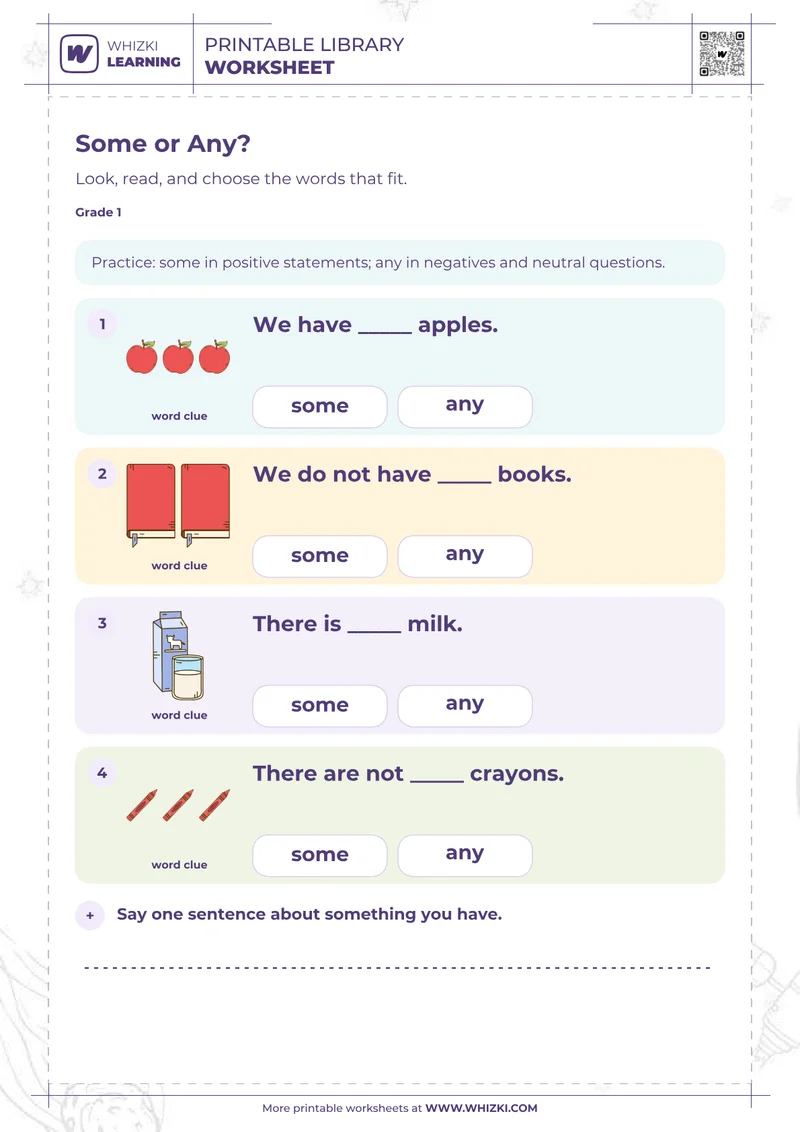 Some or Any Grammar Worksheet
