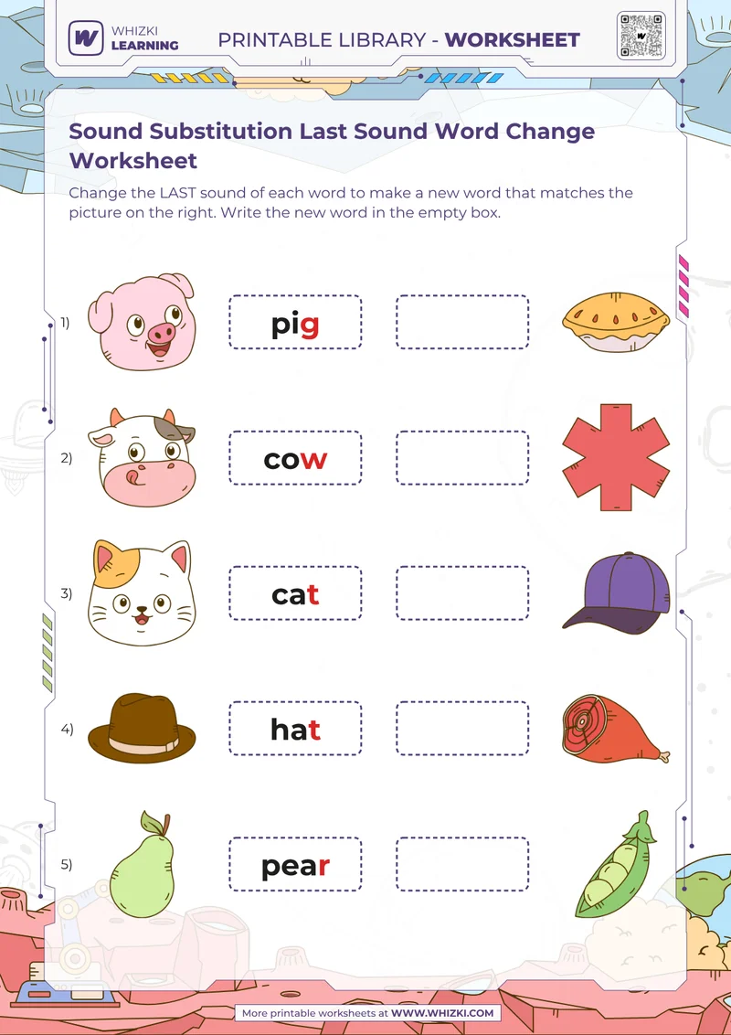 Sound Substitution Last Sound Word Change Worksheet