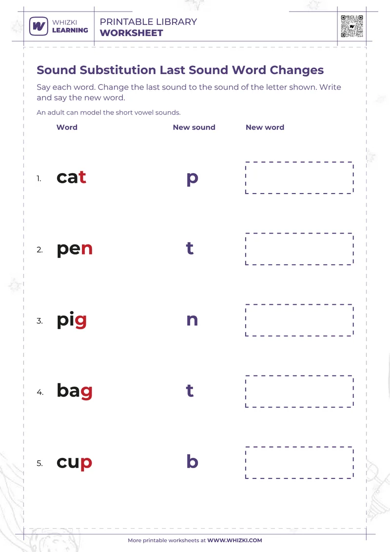 Sound Substitution Last Sound Word Changes