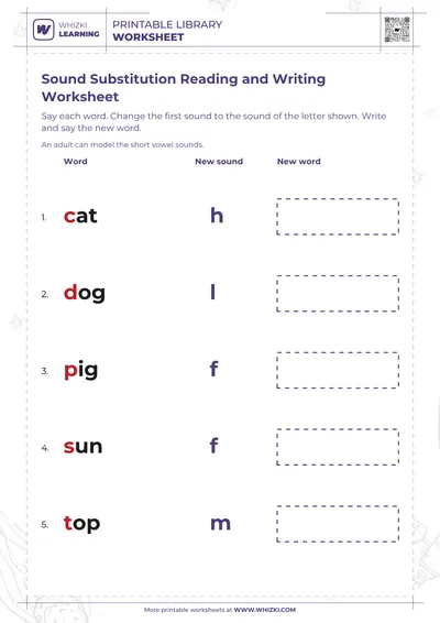 Sound Substitution Reading and Writing Worksheet