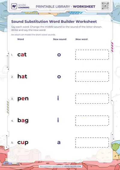 Sound Substitution Word Builder Worksheet