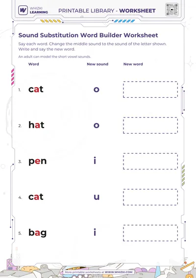 Sound Substitution Word Builder Worksheet