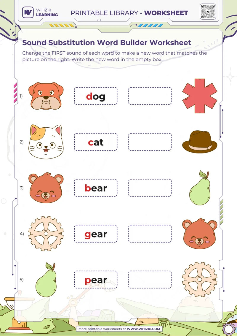 Sound Substitution Word Builder Worksheet